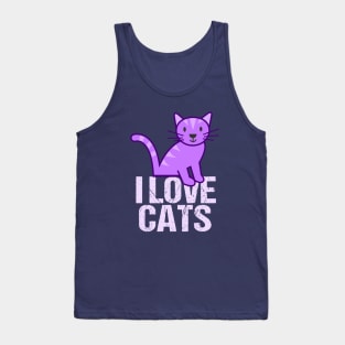 I Love Pretty Purple Cats Tank Top